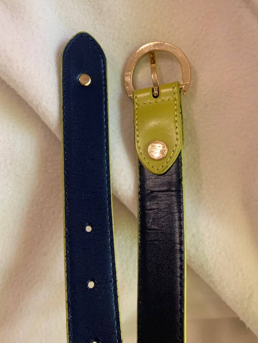 Vintage Lacoste Yellow-Green Leather Belt - Picture 5 of 12